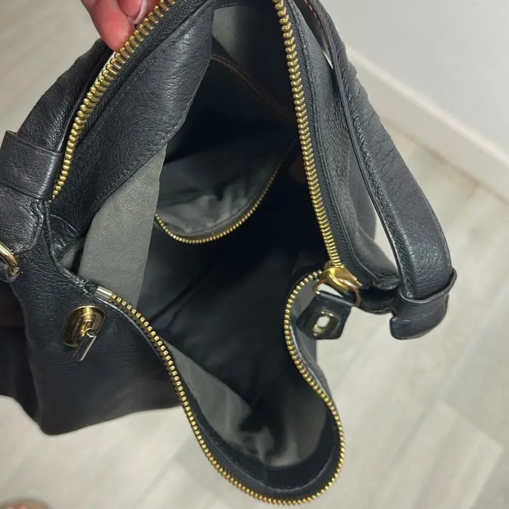 Reed Krakoff Black Leather Gold Tone Hardware Hobo Bag